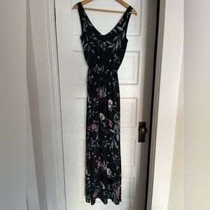 Long Black (short-lined) Floral Formal Dress
